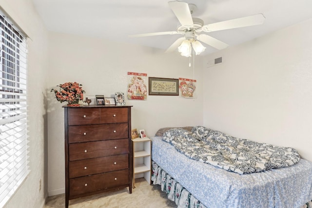 bedroom featuring ceiling fan