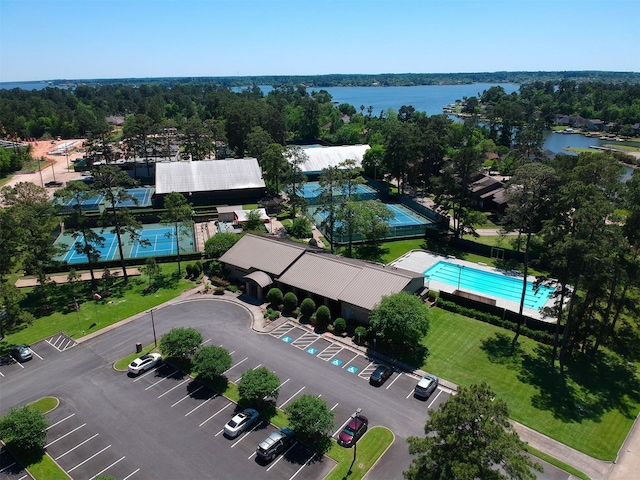 bird's eye view featuring a water view