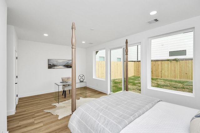 bedroom featuring light hardwood / wood-style floors