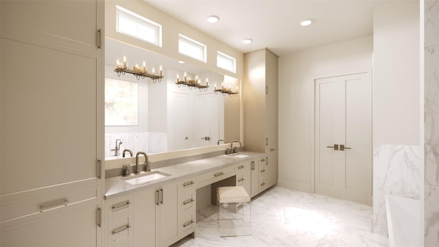 bathroom featuring vanity and a bathing tub