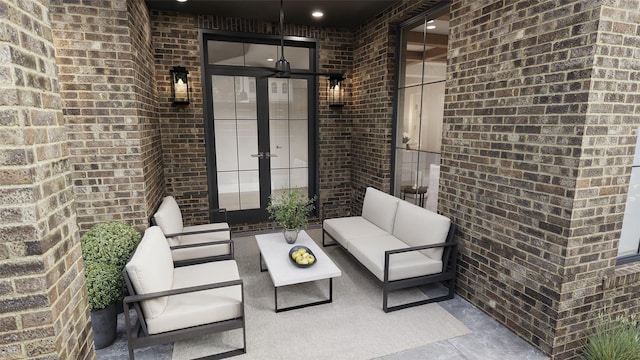 view of patio featuring outdoor lounge area and french doors