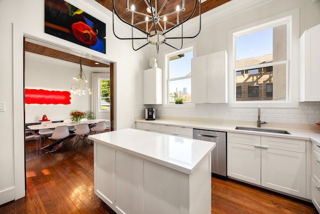 kitchen featuring a sink, white cabinets, and dishwasher