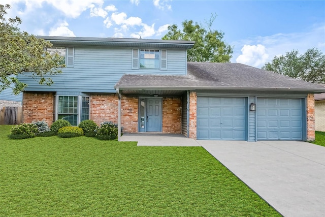8619 Quail Burg Ln, Houston, TX 77489 - traditional home featuring a garage, concrete driveway, brick siding, and a front lawn