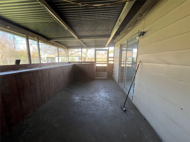 view of unfurnished sunroom