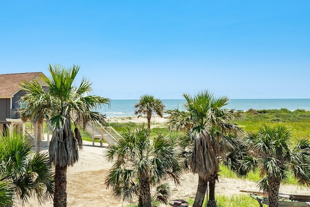 view of water feature with a view of the beach