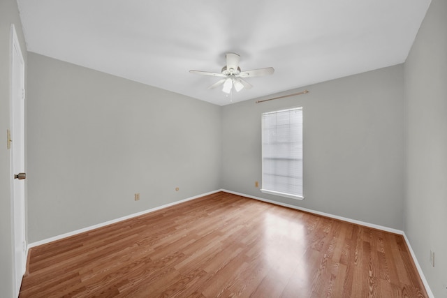 empty room featuring ceiling fan and wood-type flooring