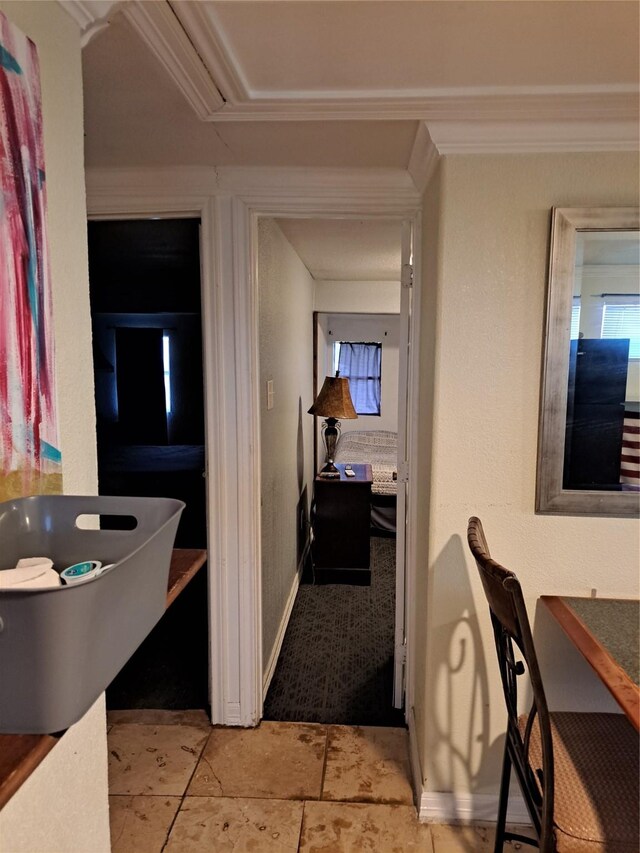 bathroom with crown molding