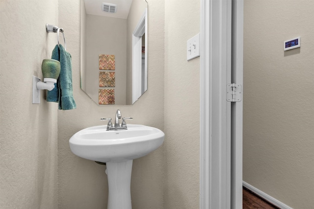 bathroom featuring wood-type flooring