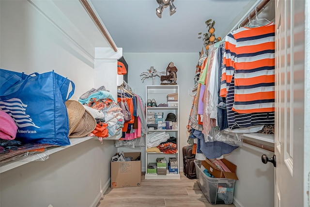 spacious closet featuring light wood-type flooring