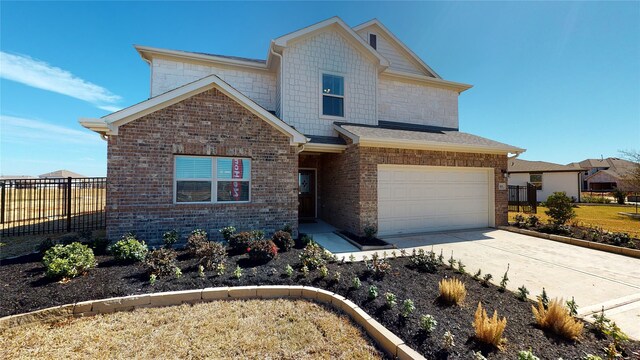 26356 Cooperstown Way, Splendora, TX 77372 - view of front facade with brick siding, driveway, a garage, and fence