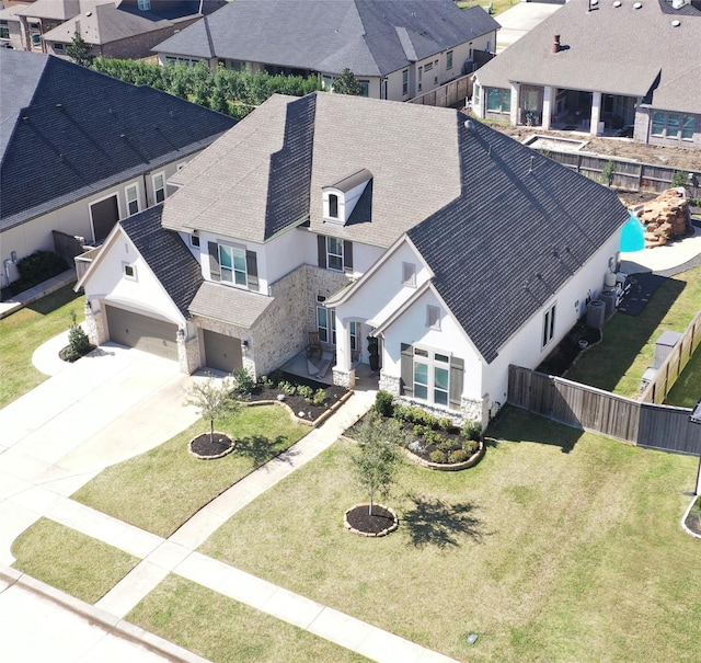 aerial view with a residential view