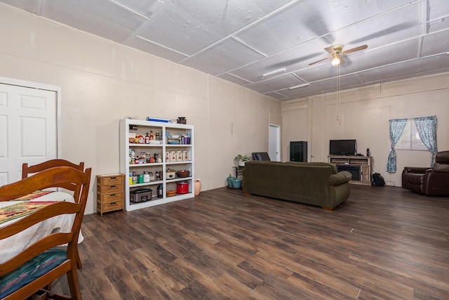 living room featuring dark hardwood / wood-style flooring