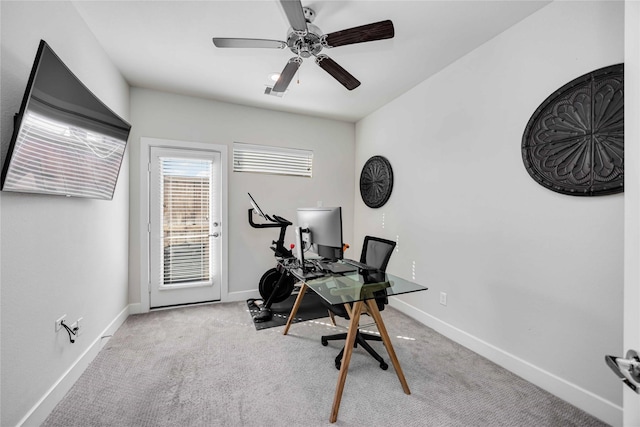 108 Knightsbridge Park Ln, Houston, TX 77018 - home office with ceiling fan and light colored carpet