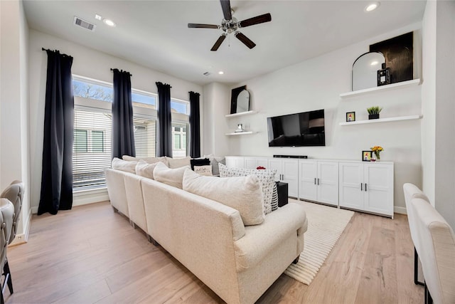 108 Knightsbridge Park Ln, Houston, TX 77018 - living room with ceiling fan and light hardwood / wood-style flooring