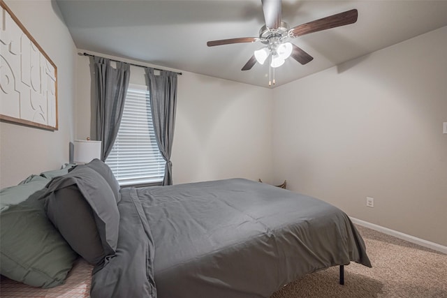 bedroom with carpet and ceiling fan