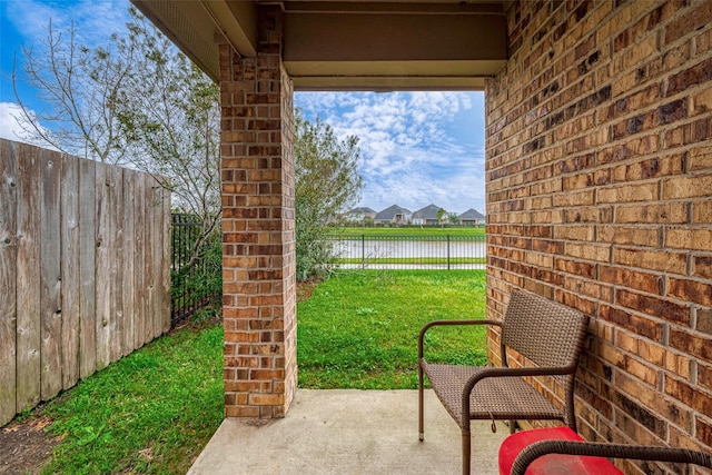 view of patio / terrace with a water view