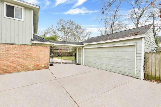 detached garage with fence