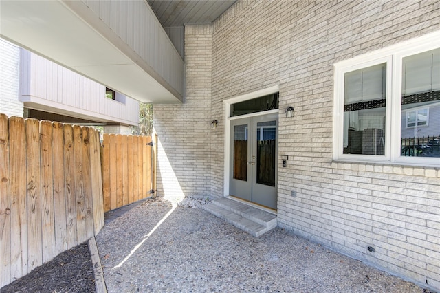 doorway to property featuring french doors