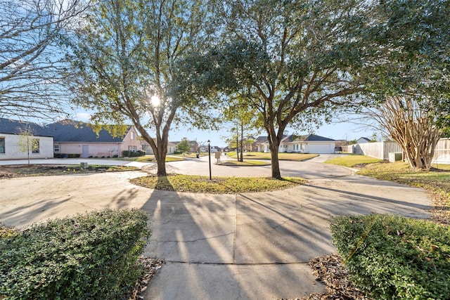 view of road featuring a residential view