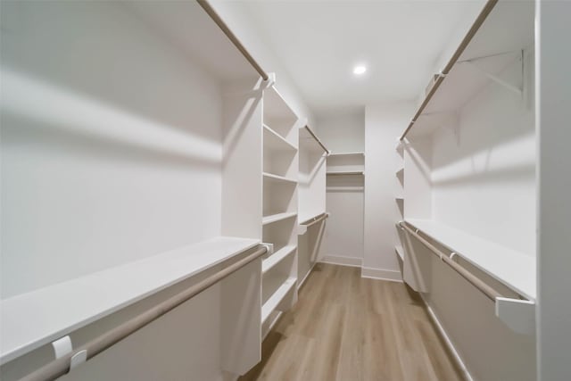 spacious closet with light wood-type flooring