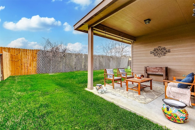 view of yard with a patio area