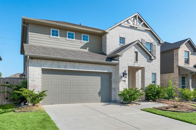 craftsman inspired home with a garage