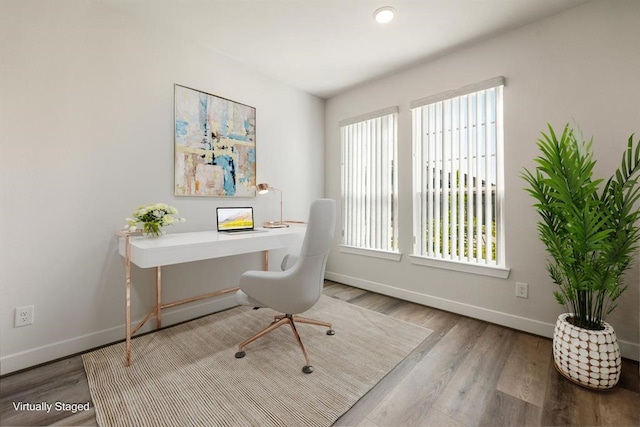 office with hardwood / wood-style floors