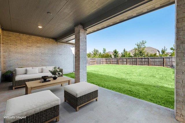 view of patio with an outdoor hangout area