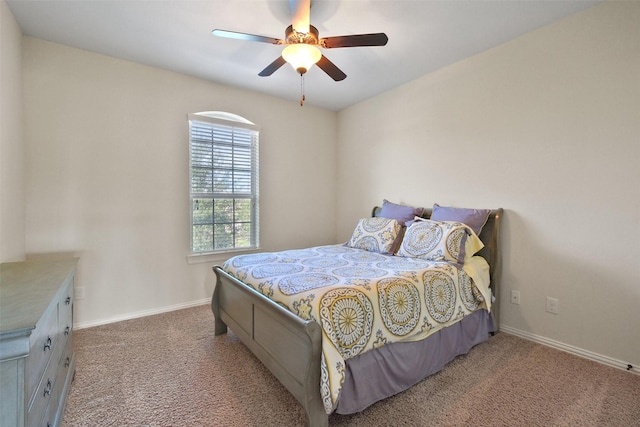 bedroom with carpet and ceiling fan