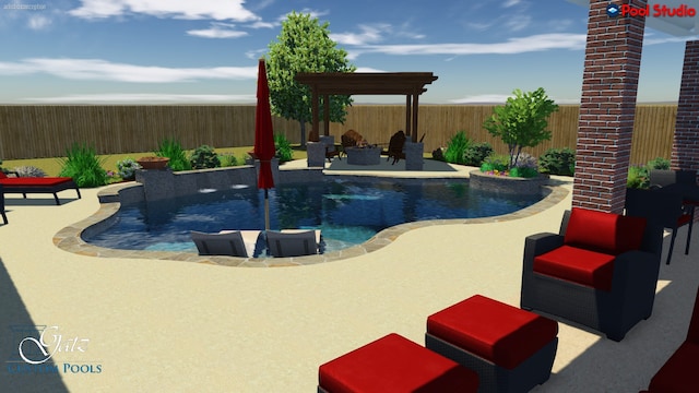 view of pool featuring a patio area