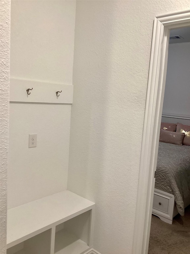 mudroom with carpet