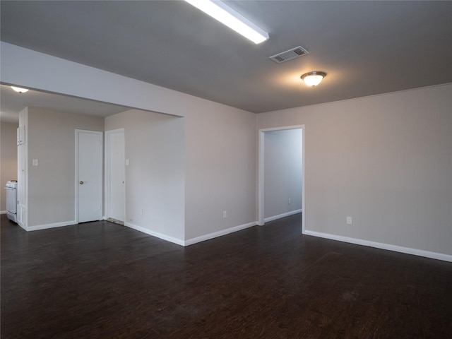 unfurnished room with dark hardwood / wood-style floors