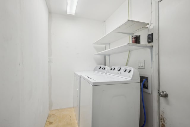laundry room with washer and dryer and laundry area