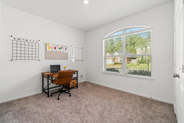 office space with carpet floors and baseboards