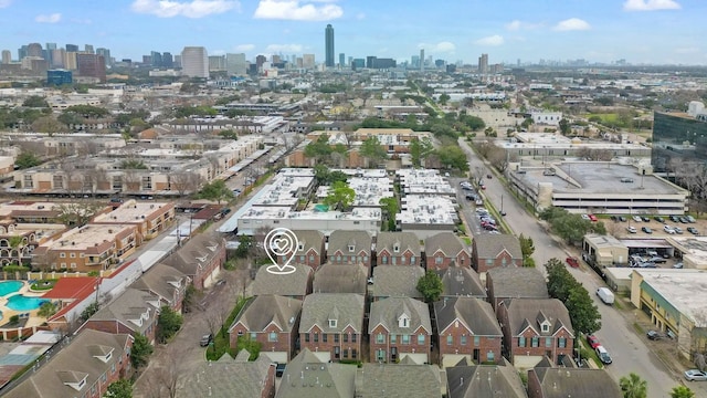 drone / aerial view with a city view