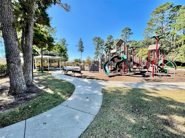 community play area with a gazebo