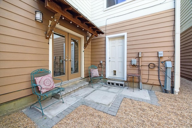 view of patio featuring french doors