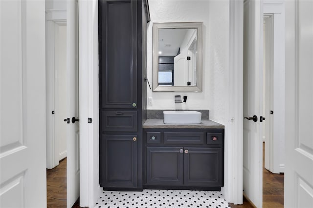 bathroom featuring hardwood / wood-style flooring and vanity