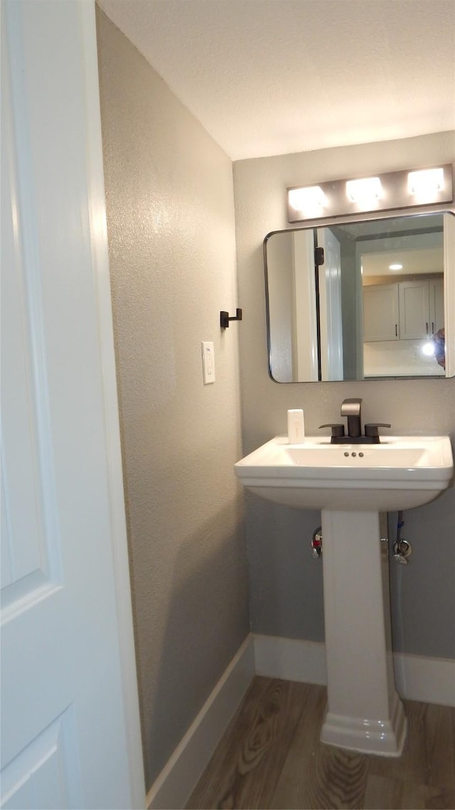 bathroom featuring wood-type flooring