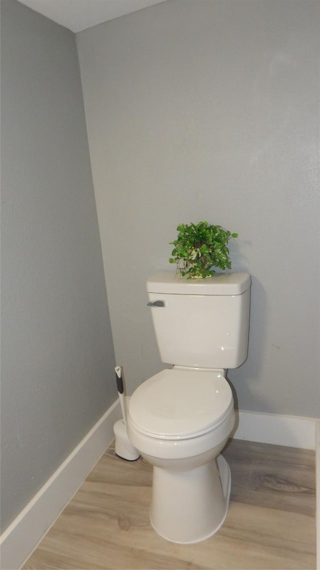 bathroom featuring wood-type flooring and toilet