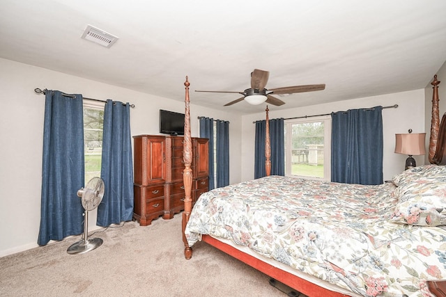1133 Peebles St, Hempstead, TX 77445 - bedroom featuring light carpet and a ceiling fan