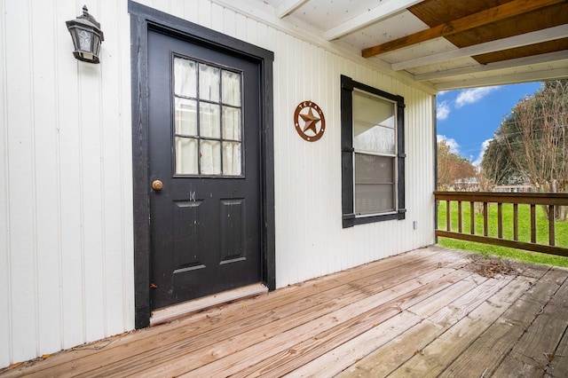 1133 Peebles St, Hempstead, TX 77445 - view of exterior entry with a wooden deck