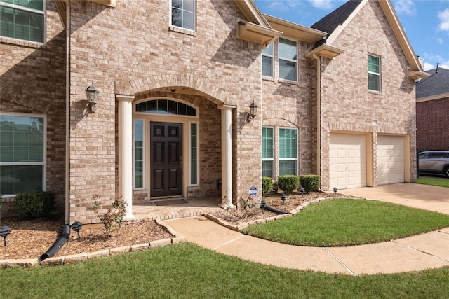 property entrance with a garage