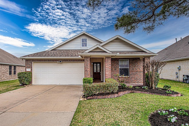 522 Arbor Green Ln, Rosenberg, TX 77469 - view of front of property featuring brick siding, concrete driveway, an attached garage, and a front lawn