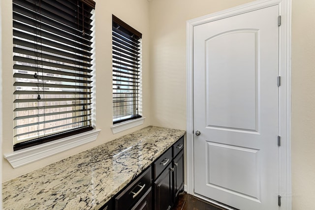 interior space with dark wood-style flooring