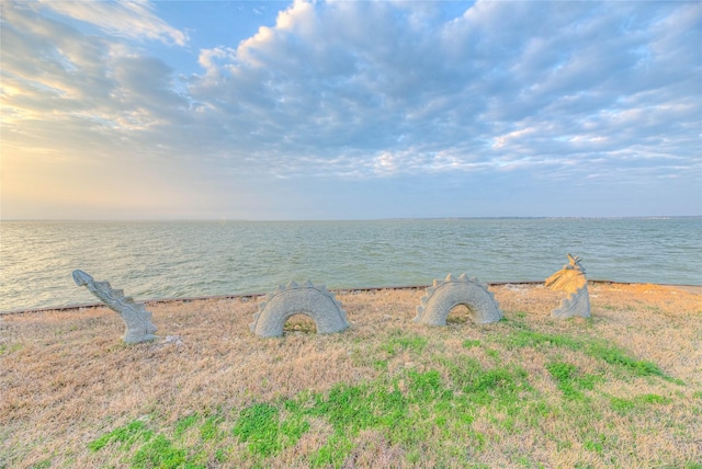 view of water feature with a view of the beach