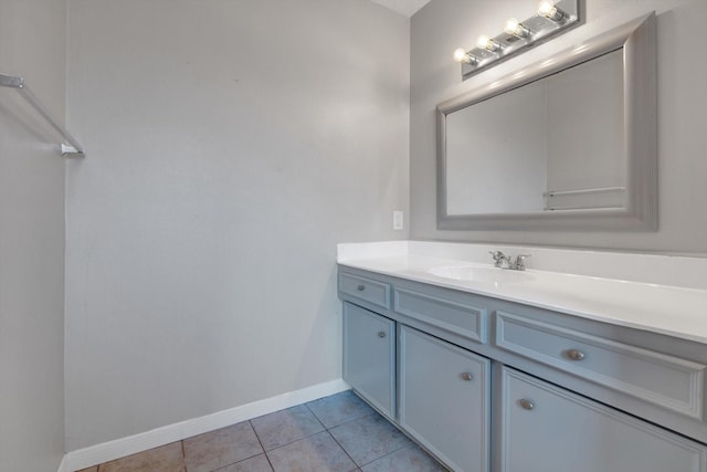 bathroom featuring tile patterned flooring, vanity, and baseboards