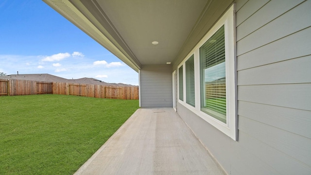view of yard featuring a fenced backyard and a patio