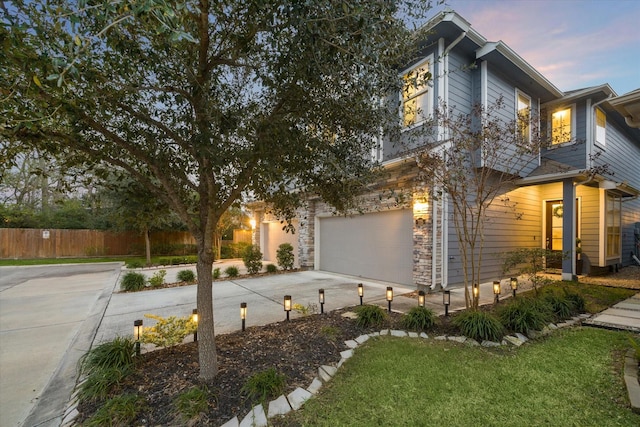 view of front of property featuring a garage