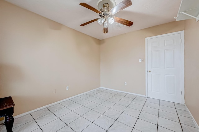spare room with ceiling fan